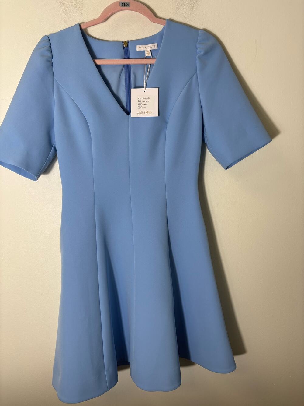 NWT Anna Cate Light Blue Half Sleeve Knee Length Party Dress Sz XS